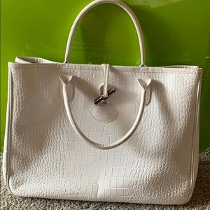 Longchamp Roseau Crocodile Embossed Handbag